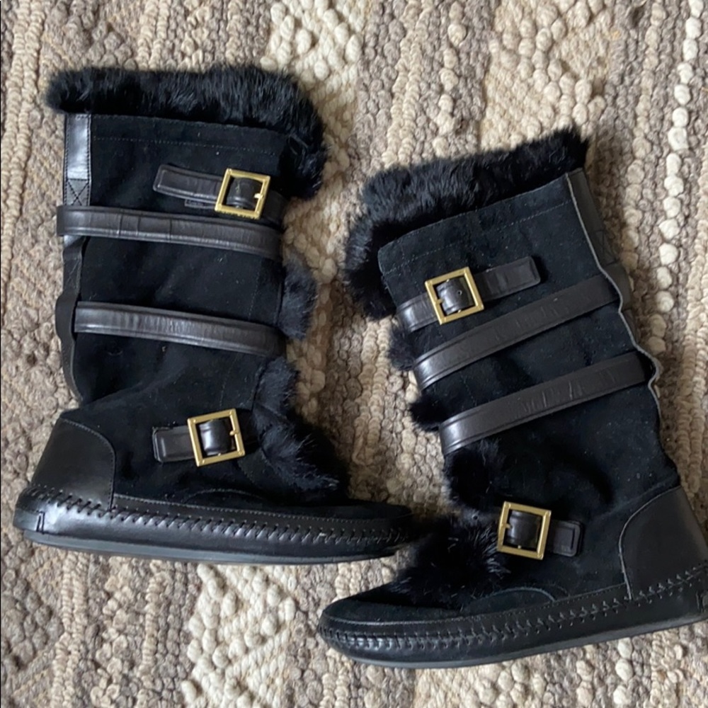 Tory Burch fur lined buckle boots, size 9